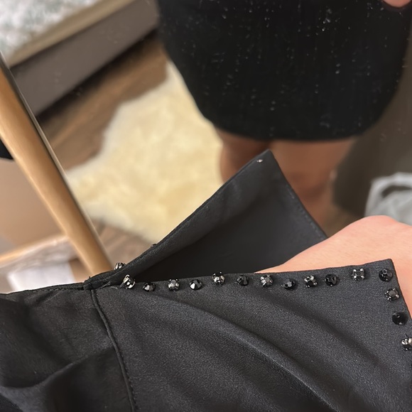 H&M black long sleeved beaded dress size 4 worn once beaded sleeves - Picture 3 of 5